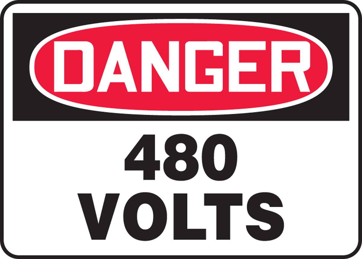  Made in the USA 480V Power On With Symbol OSHA WARNING Sign 