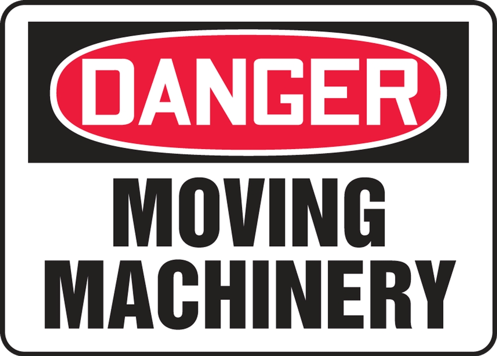 Safety Sign, Header: DANGER, Legend: MOVING MACHINERY