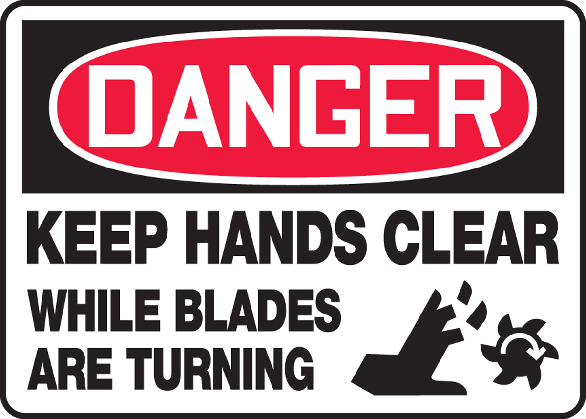 DANGER  KEEP HANDS CLEAR  Machinery health and safety sticker  300x100mm 