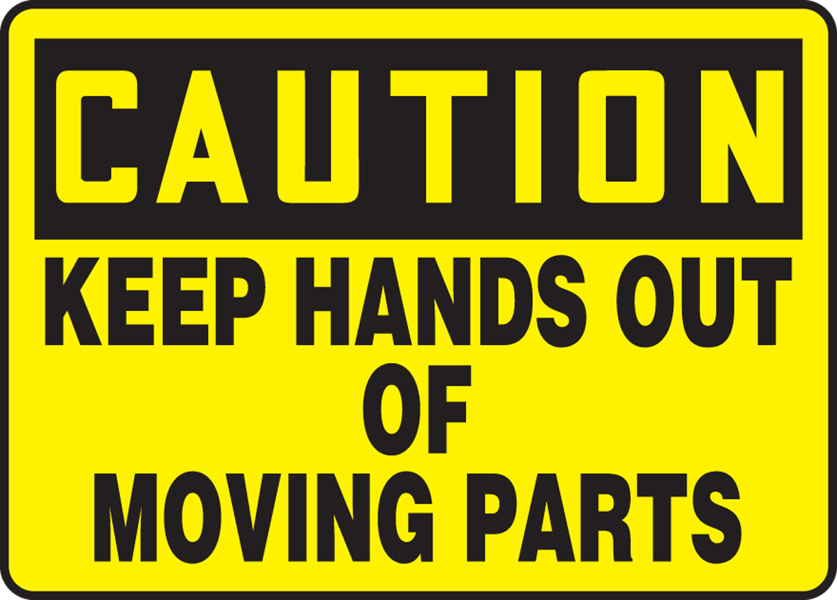Caution Keep Hands Clear Of Moving Parts And Pulleys LABEL DECAL STICKER Sticks to Any Surface 