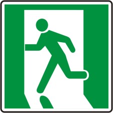 Fire Exit Running Man RIGHT GREEN Sign Stickers Health and safety 100x100mm 