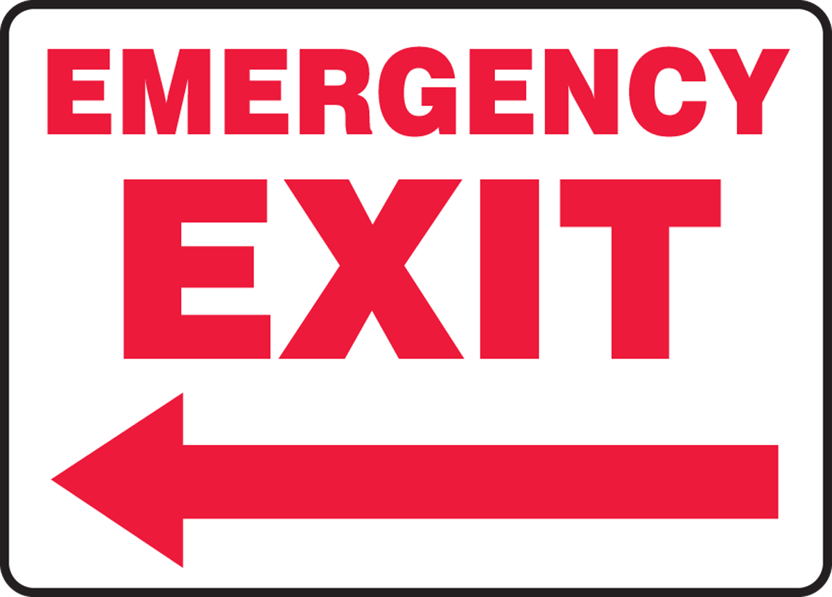 Fire Exit Symbol & Left Arrow Safety Sign 
