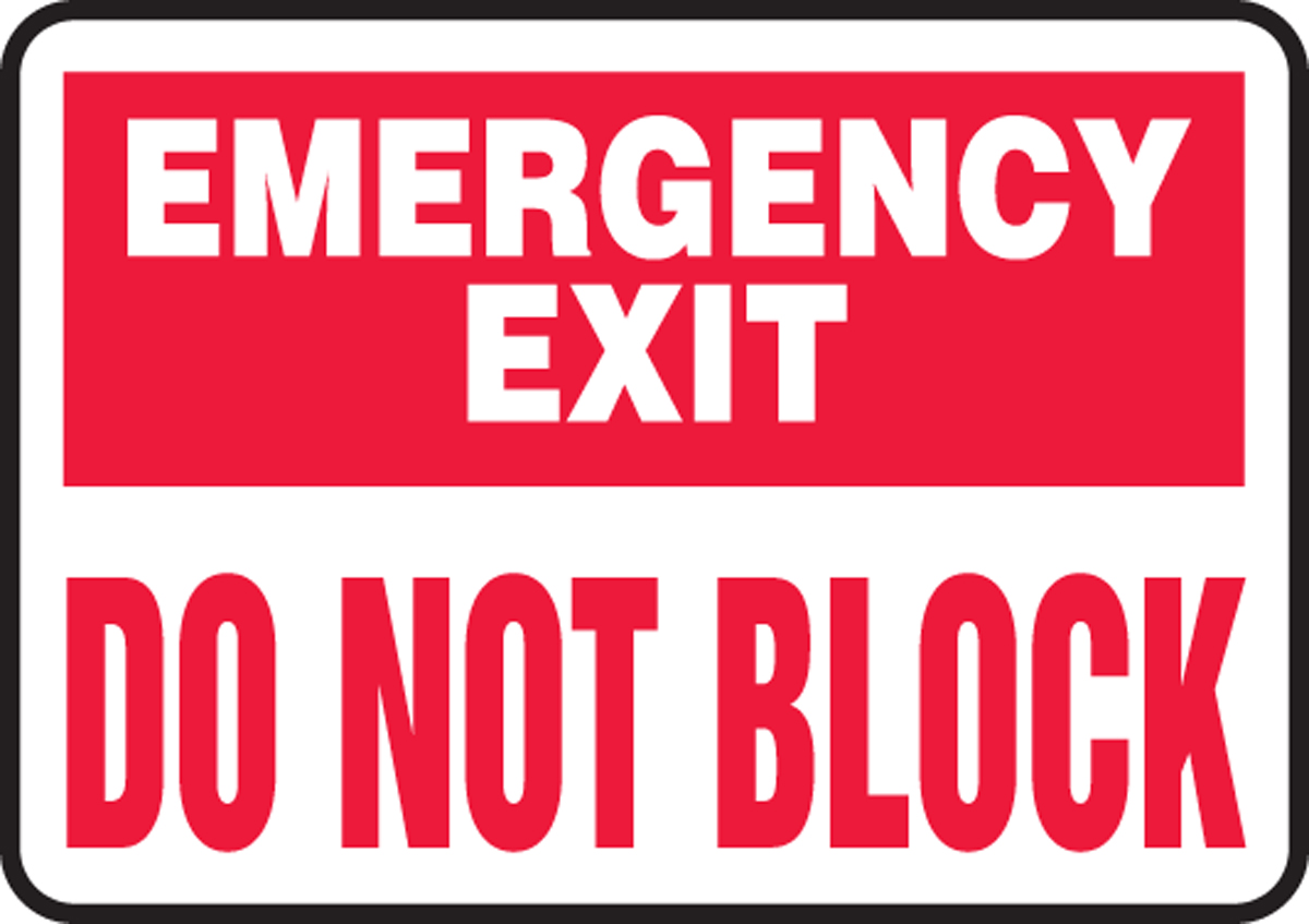 Aluminum for Enter/Exit Made in USA Emergency Exit Do Not Block Sign 14x5 in 