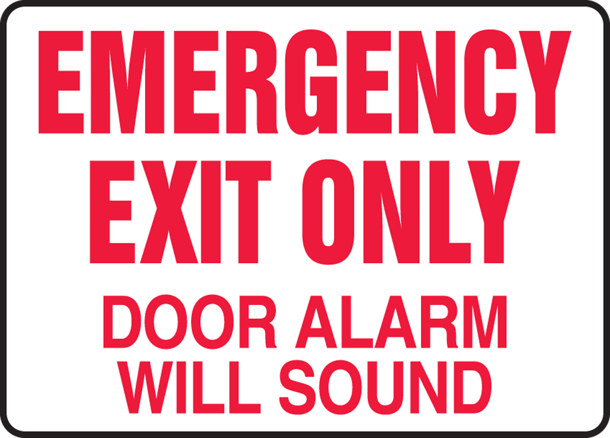 EMERGENCY EXIT ONLY SECURITY ALARM WILL SOUND DECAL SAFETY SIGN STICKER OSHA 