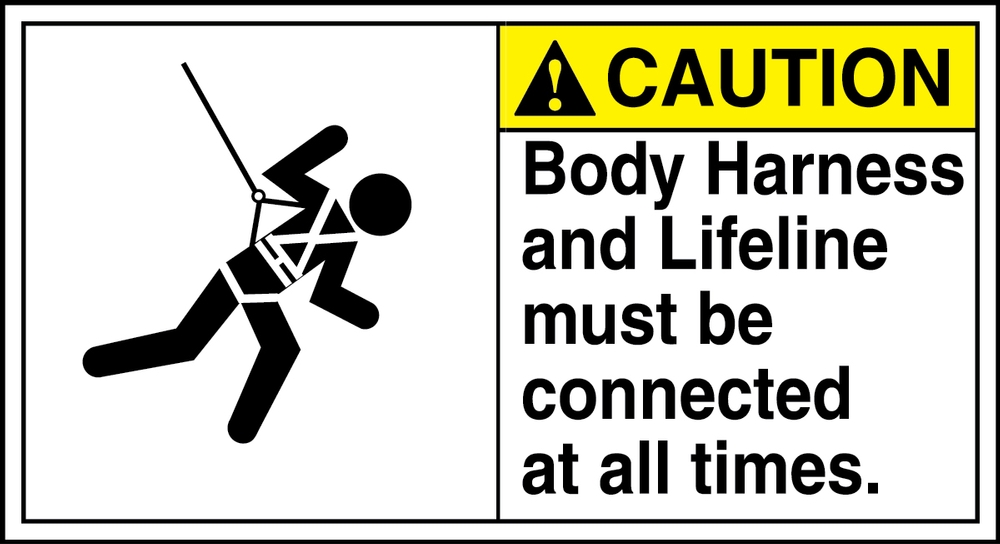 SmartSign “Caution Body Harness and Lifeline Required” Sign 10 x 14 3M Reflective Aluminum 