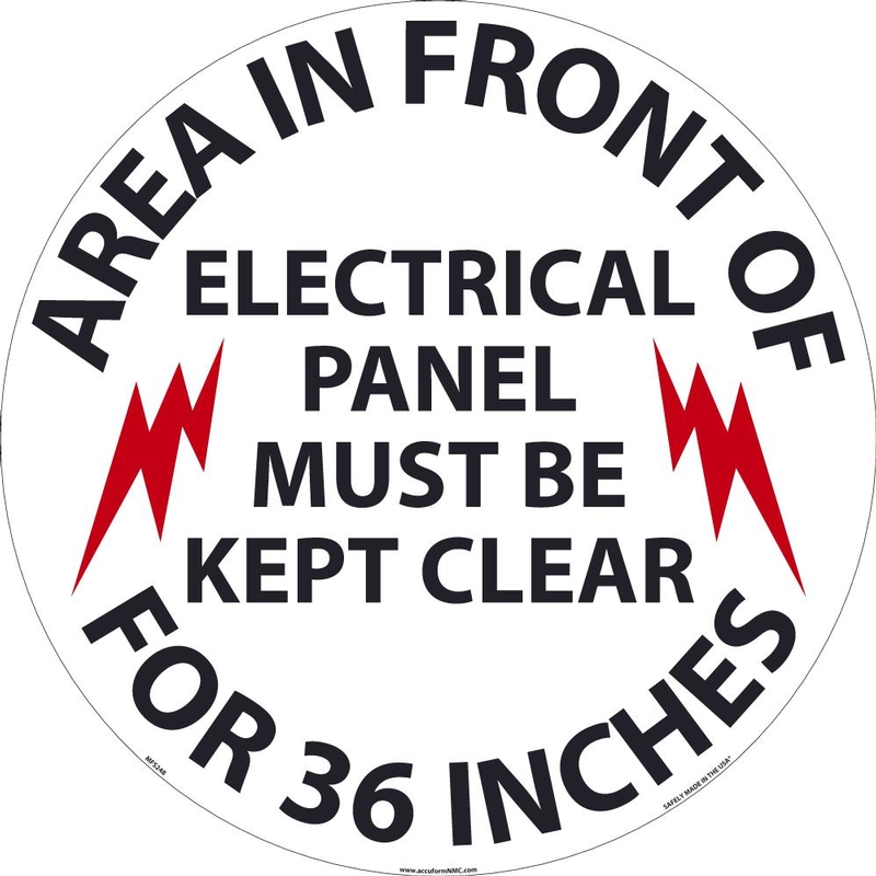 Area In Front of Electrical Panel Must Be Kept Clear For 36 Inches