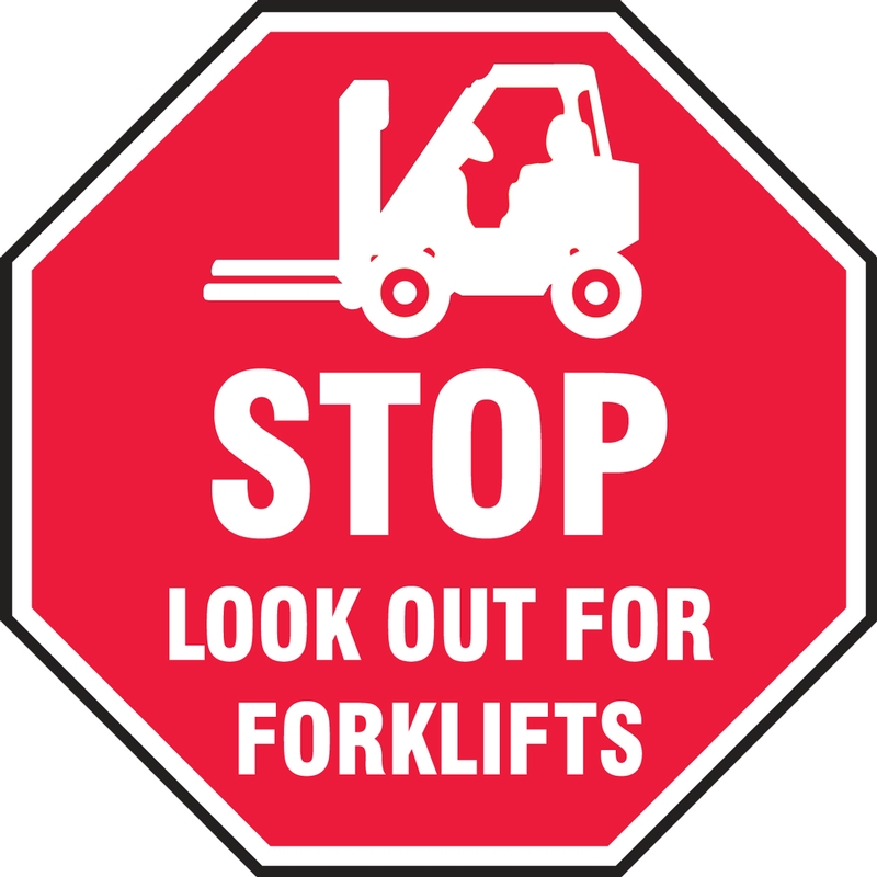 Slip-Gard™ Floor Sign: Stop - Look Out For Forklifts