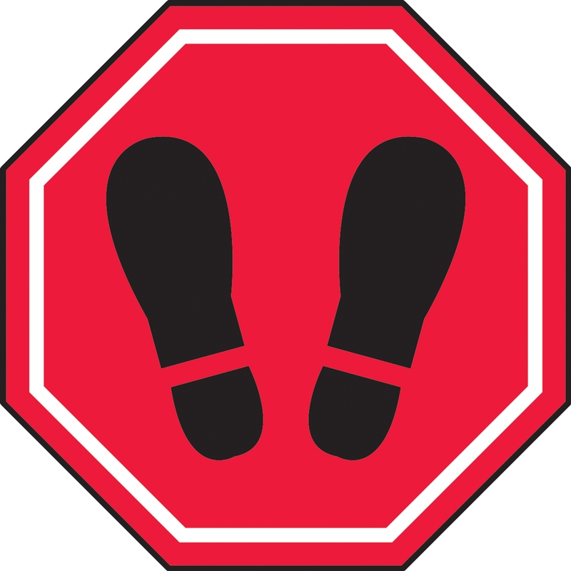 Slip-Gard™ Floor Sign: Footprint Image (in octagon)