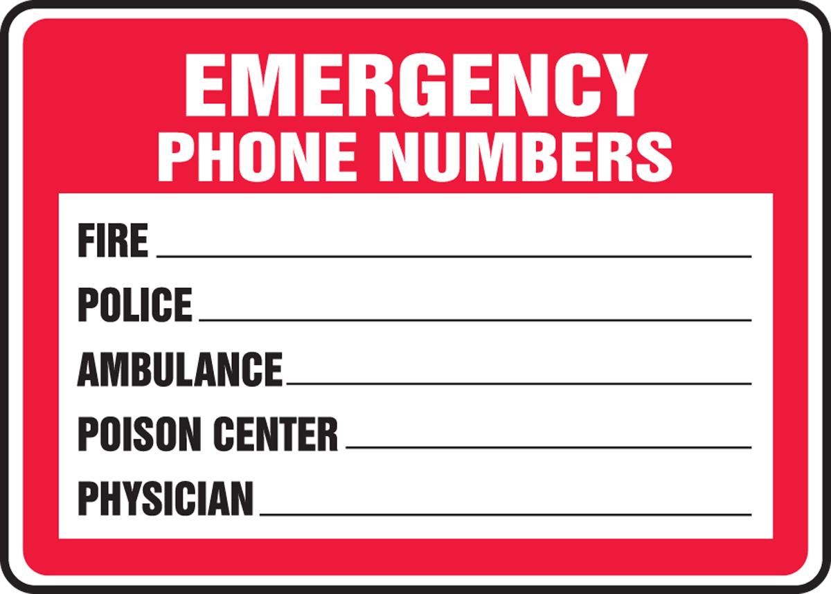 Emergency Phone Numbers Safety Sign MFSD400