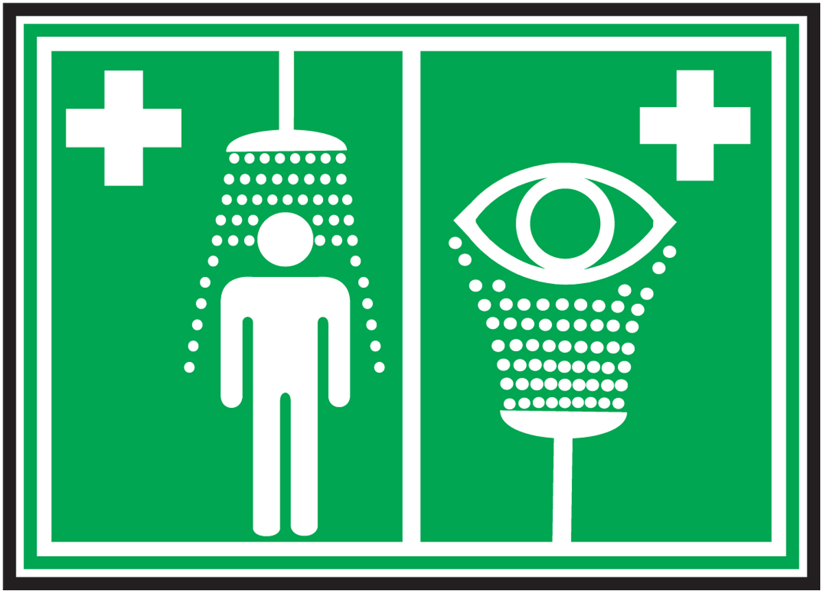 Black and Blue on White Brady 127414 First Aid Sign LegendEmergency Eye Wash and Shower 14 Width 10 Height 