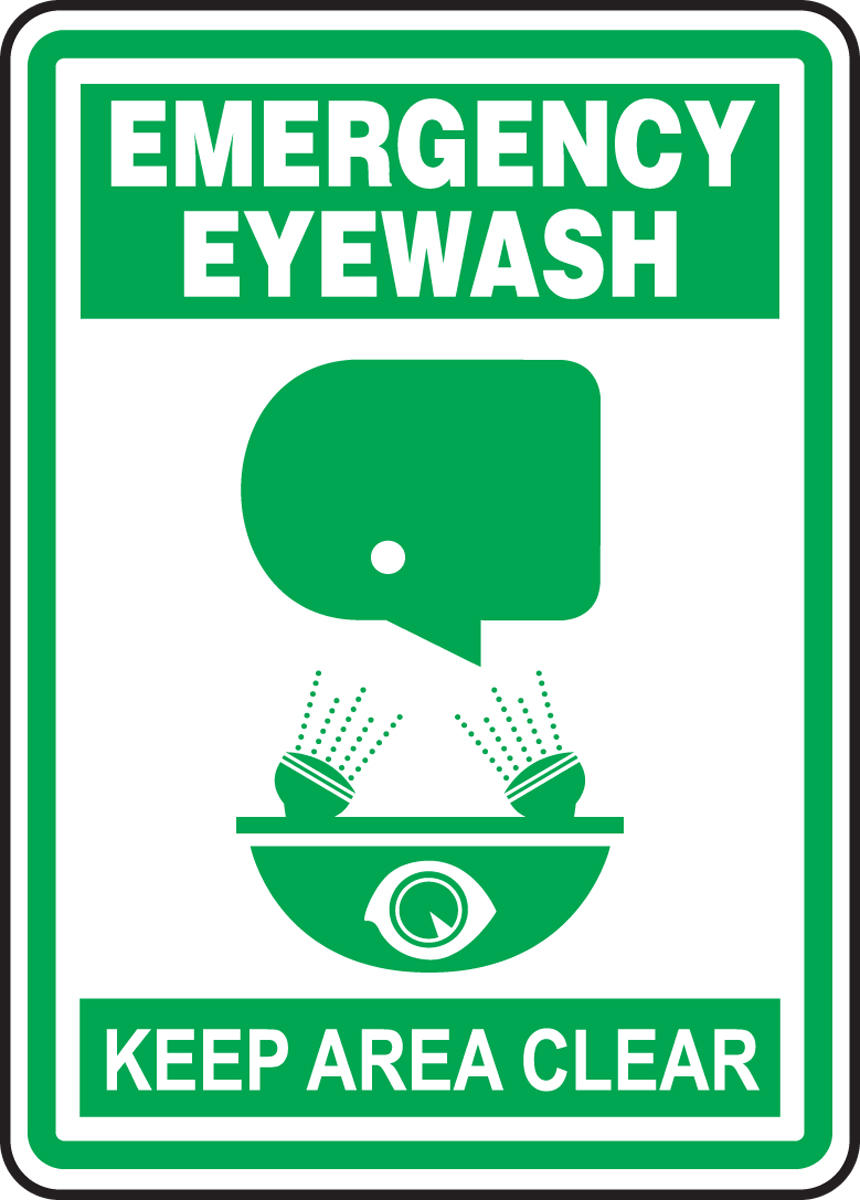 EMERGENCY EYEWASH KEEP AREA CLEAR (W/GRAPHIC)