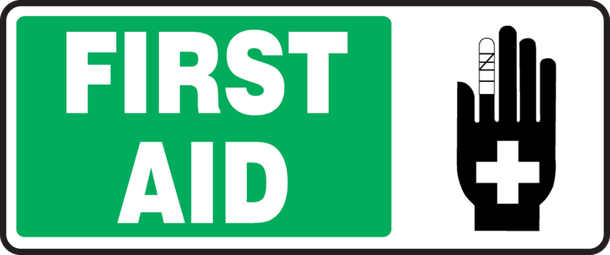 Standard Green On White Accuform CU-41791First Aid Station Sign with Graphic 