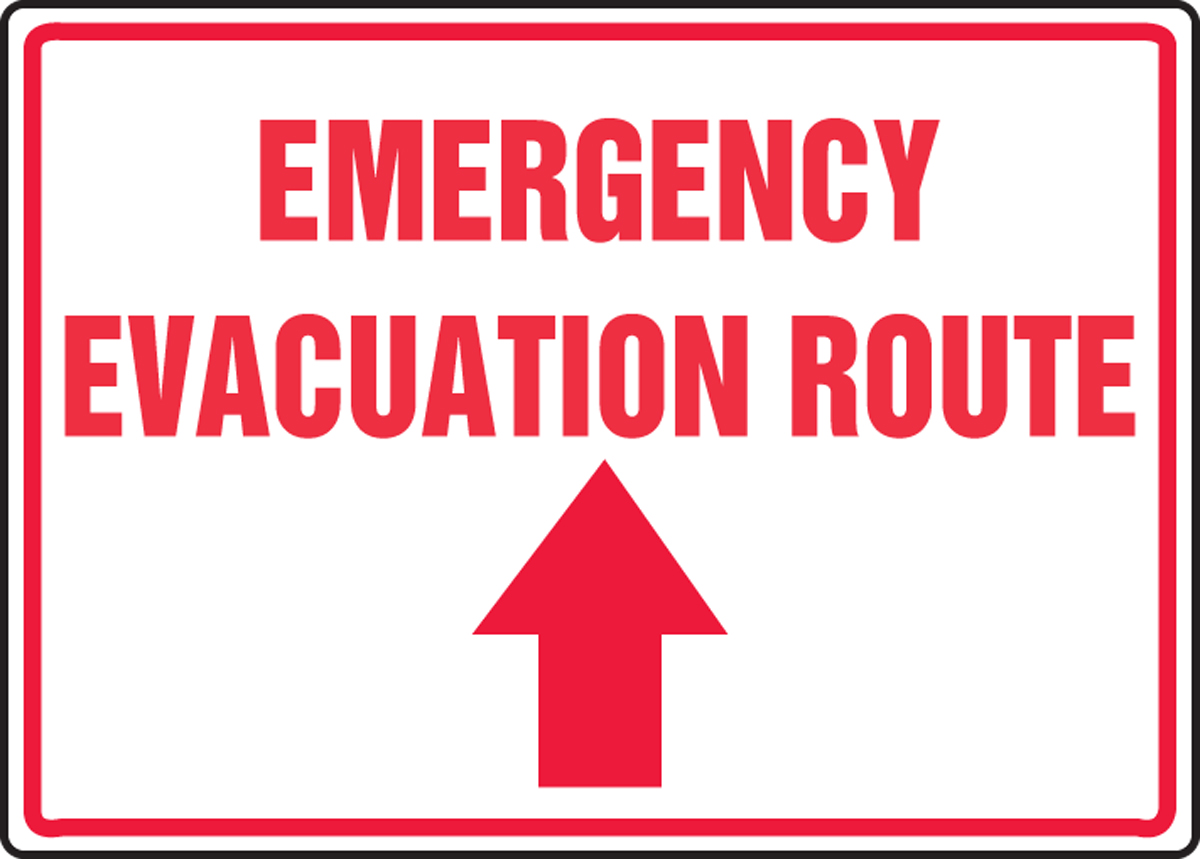 EMERGENCY EVACUATION ROUTE (ARROW UP)