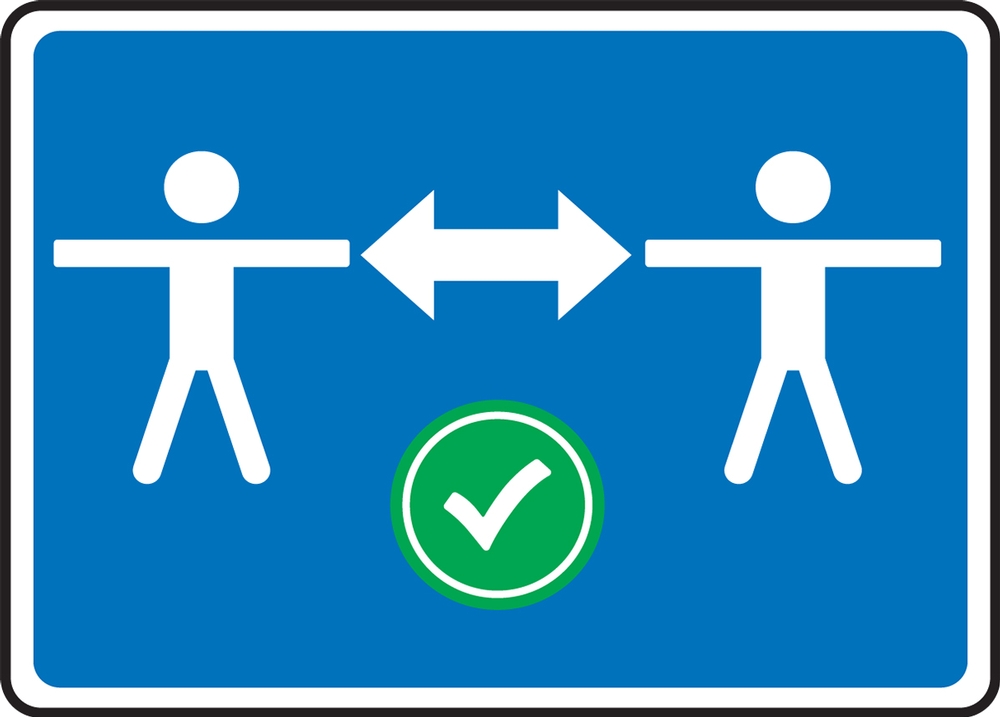 Social Distance Image with green check mark