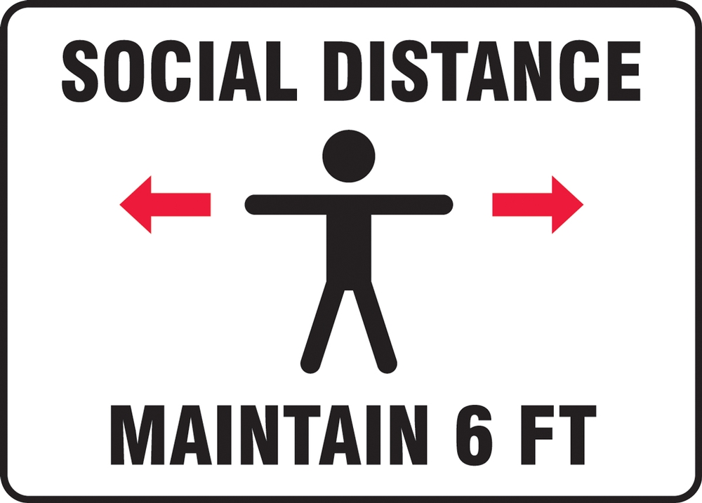 METAL MAINTAIN SOCIAL DISTANCING 7" X 10" WARNING SIGN HEAVY DUTY 