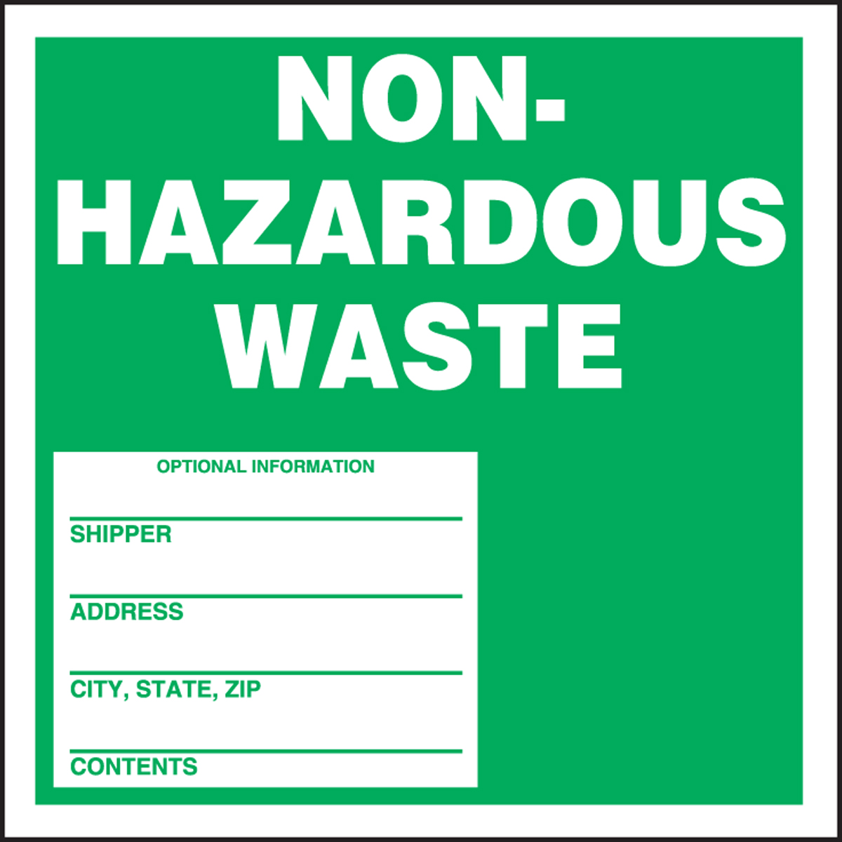 Non-Regulated Waste Labels