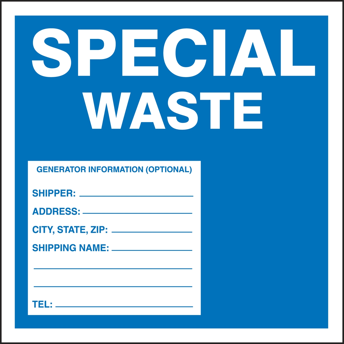 ENVIRONMENTAL PROTECTION AGENCY Blue/White Legend NON-REGULATED WASTE THIS WASTE IS NOT REGULATED BY THE U.S Accuform MHZW14EVC Adhesive-Poly Vinyl Hazardous Waste Label 6 Length x 6 Width x 2.6 mil Thickness Pack of 100 
