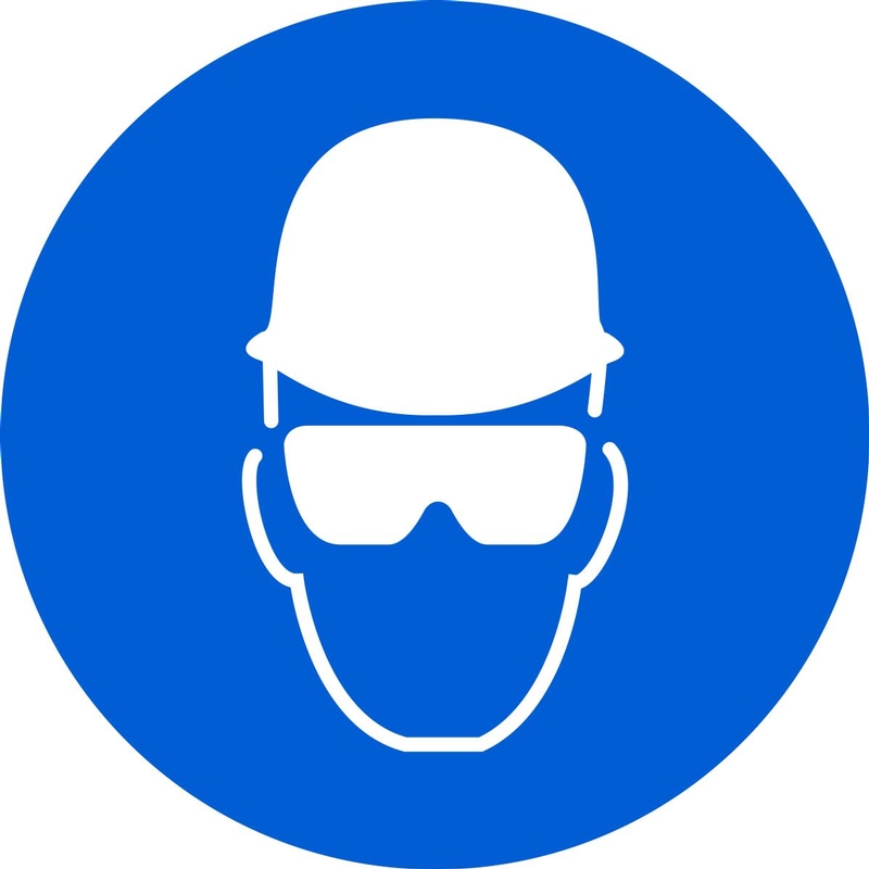 Safety Sign, Legend: (WEAR HEAD & EYE PROTECTION)