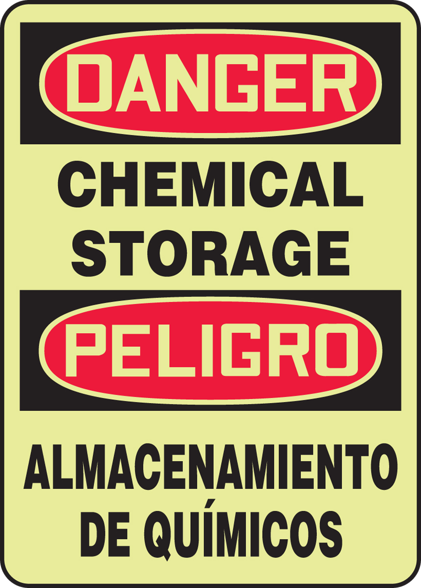 DANGER CHEMICAL STORAGE (BILINGUAL) (GLOW)