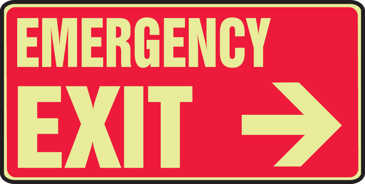 EMERGENCY EXIT (ARROW RIGHT) (GLOW)