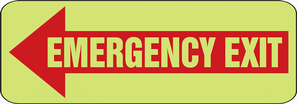 EMERGENCY EXIT (ARROW LEFT) (GLOW)