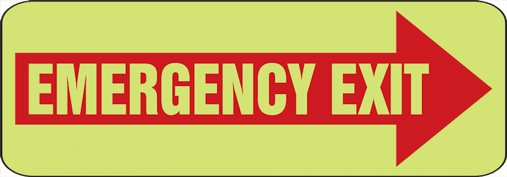 EMERGENCY EXIT (ARROW RIGHT) (GLOW)