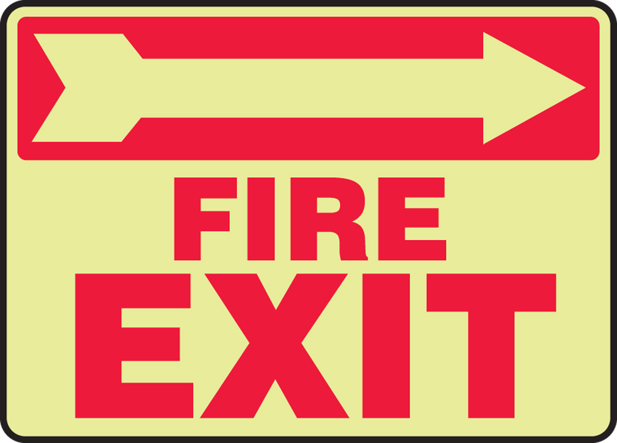 FIRE EXIT (ARROW RIGHT) (GLOW)