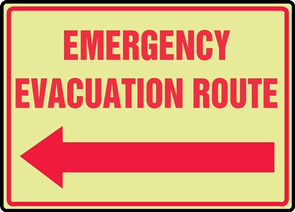 EMERGENCY EVACUATION ROUTE (ARROW LEFT)