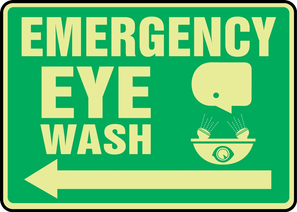 EMERGENCY EYE WASH (W/GRAPHIC) (ARROW LEFT)