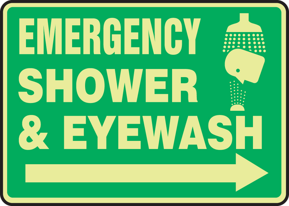 EMERGENCY SHOWER & EYE WASH (W/GRAPHIC) (ARROW RIGHT)