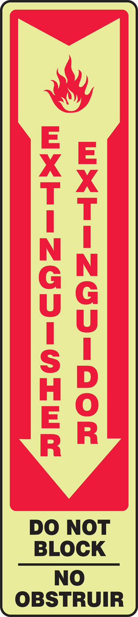 EXTINGUISHER DO NOT BLOCK (ARROW) (BILINGUAL)