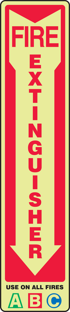 FIRE EXTINGUISHER USE ON ALL FIRES A B C (ARROW)
