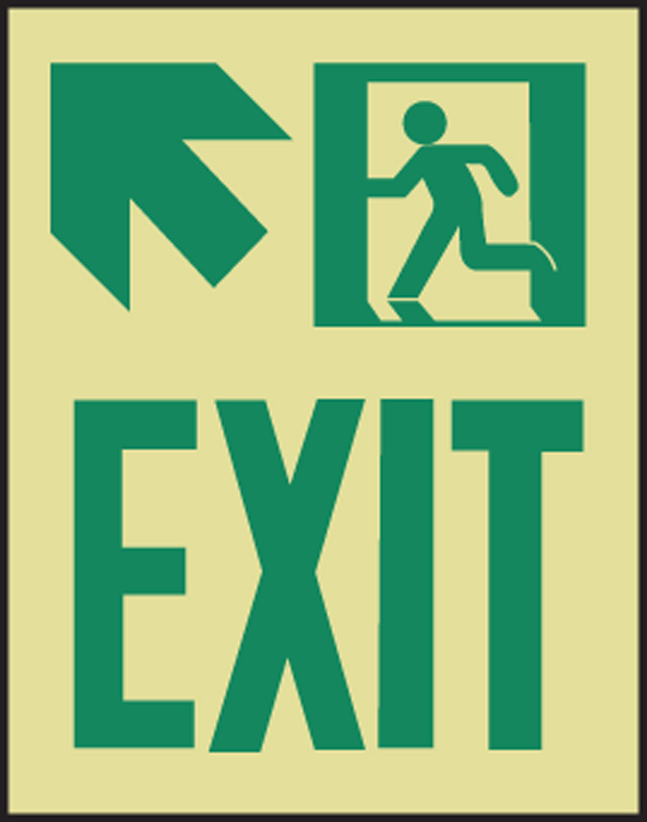 EXIT (W/GRAPHIC) ARROW DIAGONAL UP LEFT