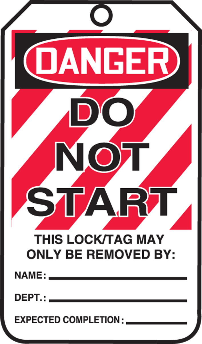 Lockout Tagout DANGER DO NOT START Tearproof Plastic Tag LOTO Tags PACK OF 25 