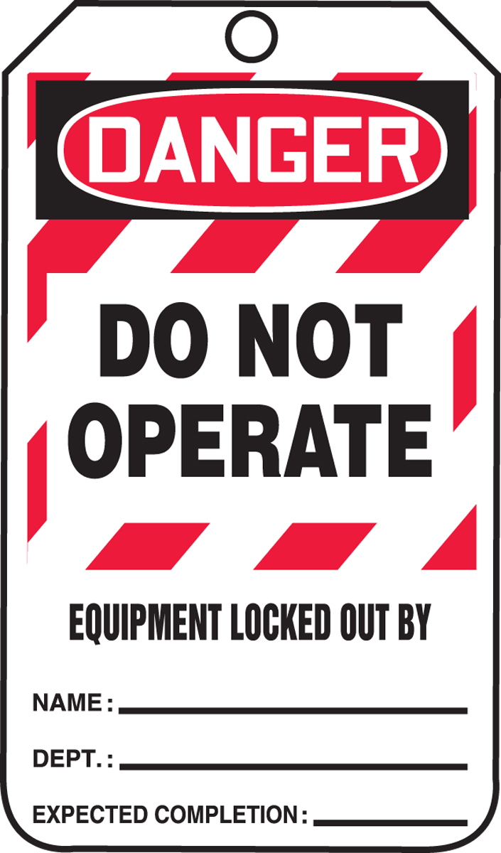 DANGER DO NOT OPERATE EQUIPMENT LOCKED OUT BY<BR><BR> PELIGRO NO OPERE EQUIPO BLOQUEADO POR (SPANISH) 