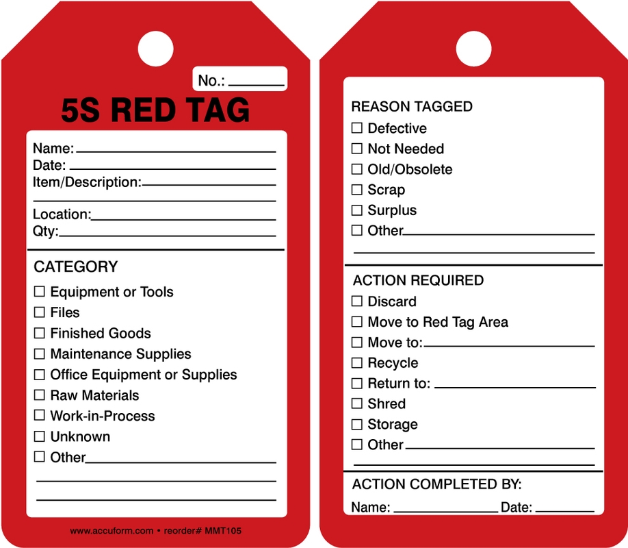 5S Red Tags MMT105