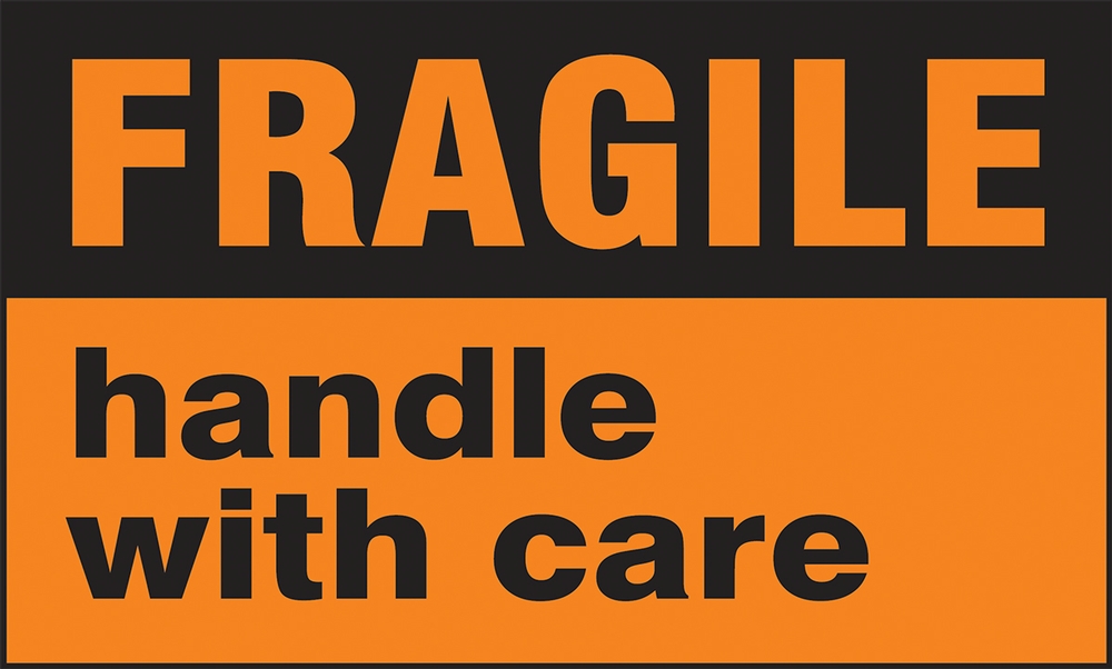 3 x 4 Handle With Care Shipping Label International