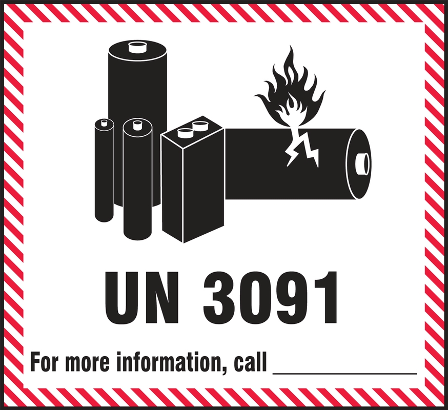 Hazardous Material Shipping Labels: UN3091 - For More Information Call _
