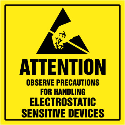 ROLL X-23381 WARNING LABELS 2" x 1" ATTENTION ELECTROSTATIC SENSITIVE DEVICES 