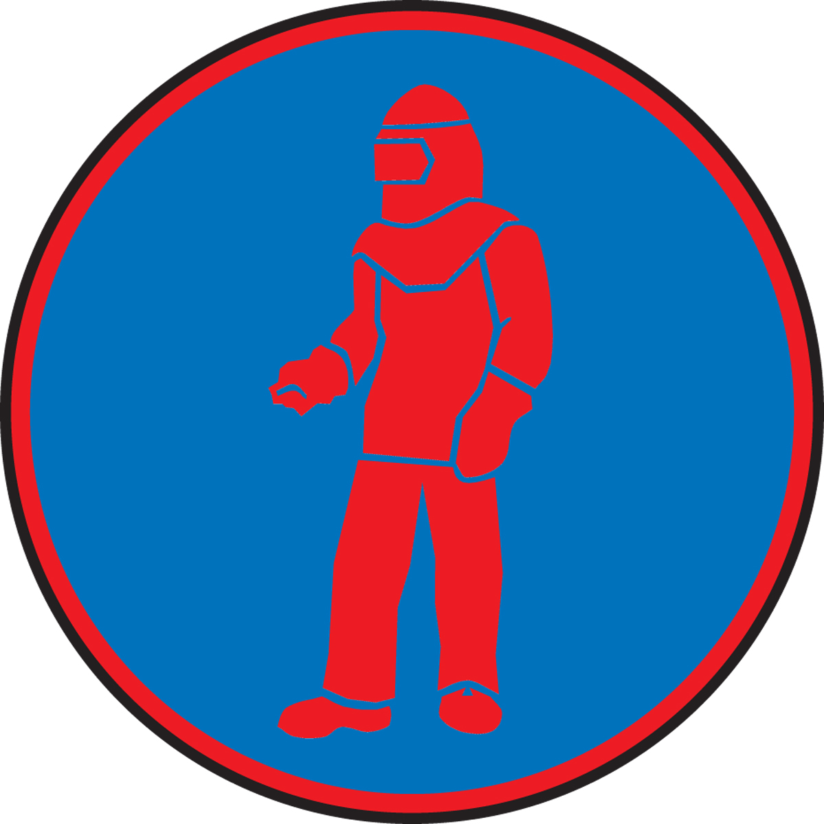 WEAR FULL PROTECTIVE CLOTHING (RED/BLUE)