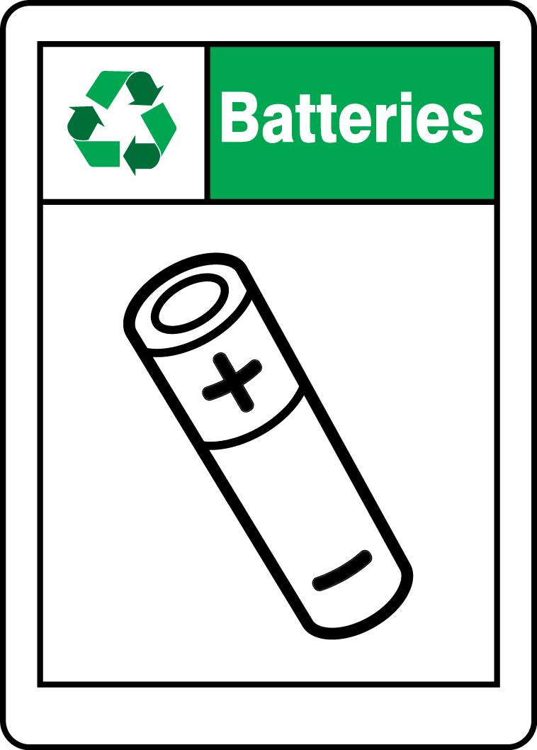 Safety Sign, Legend: BATTERIES