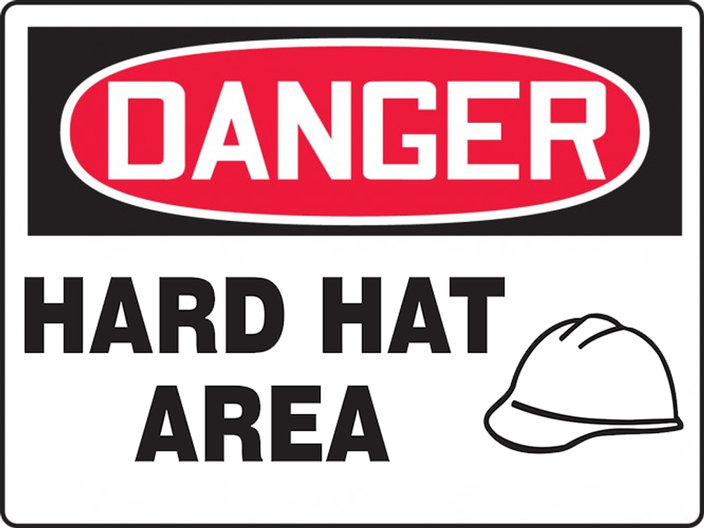10"x14" DANGER HARD HAT AREA Safety Signs OSHA Work Construction Jobsite NEW 