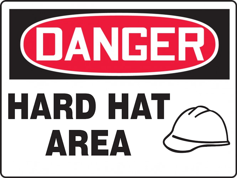 Hard hat area sign sales