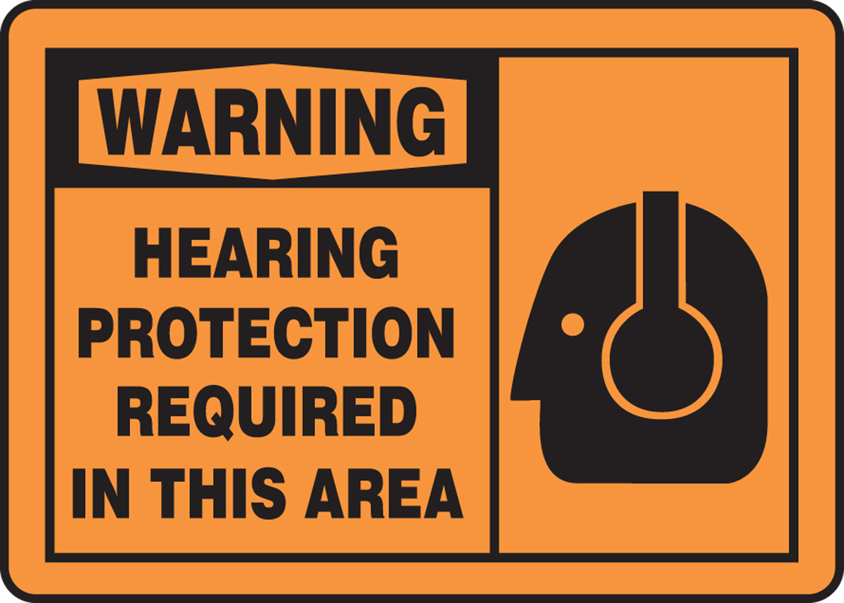 Graphical Warehouse Hearing Protection Required Beyond This Point Floor Sign-22 