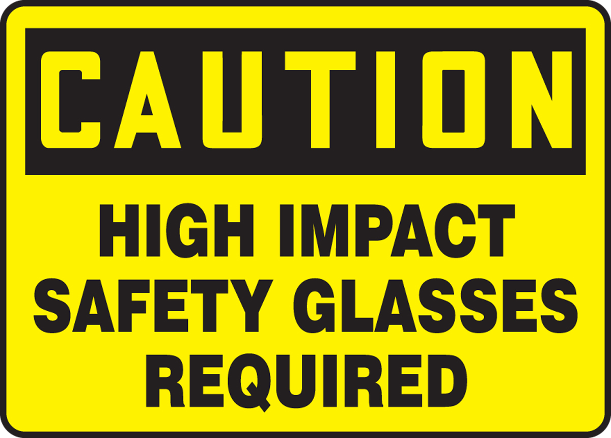 5x3.5 in Caution Safety Glasses Required OSHA Safety Label Decal 4-Pack Vinyl 