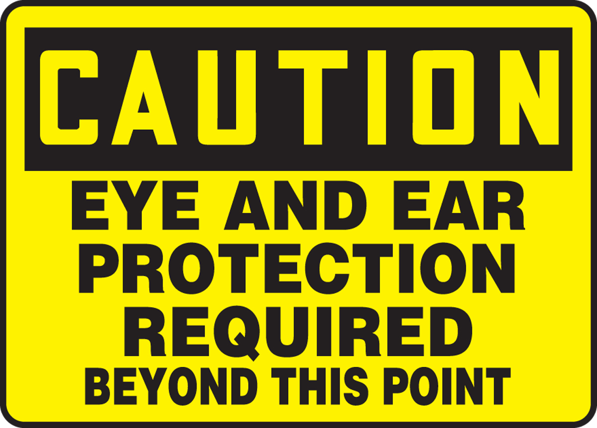 Danger Eye and Ear Protection Required in This Area Aluminum Metal Safety Sign