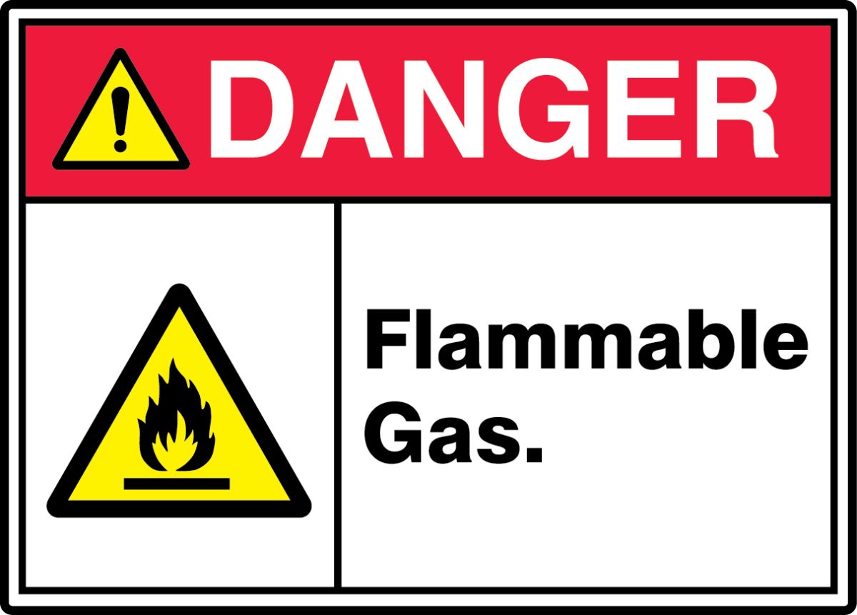 H CONDOR 35GF44 Danger Sign,Vinyl,Flammable Gas,5 in 