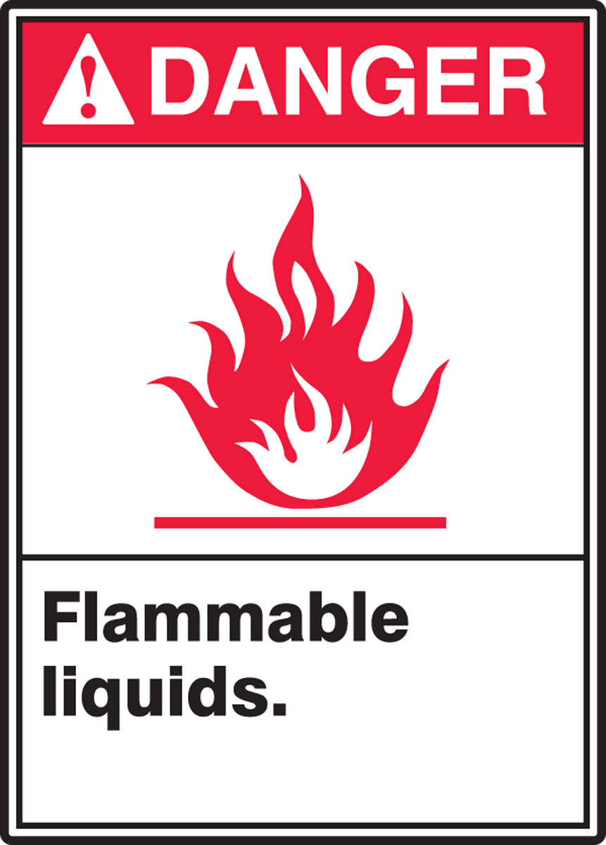 DANGER FLAMMABLE LIQUIDS W/GRAPHIC