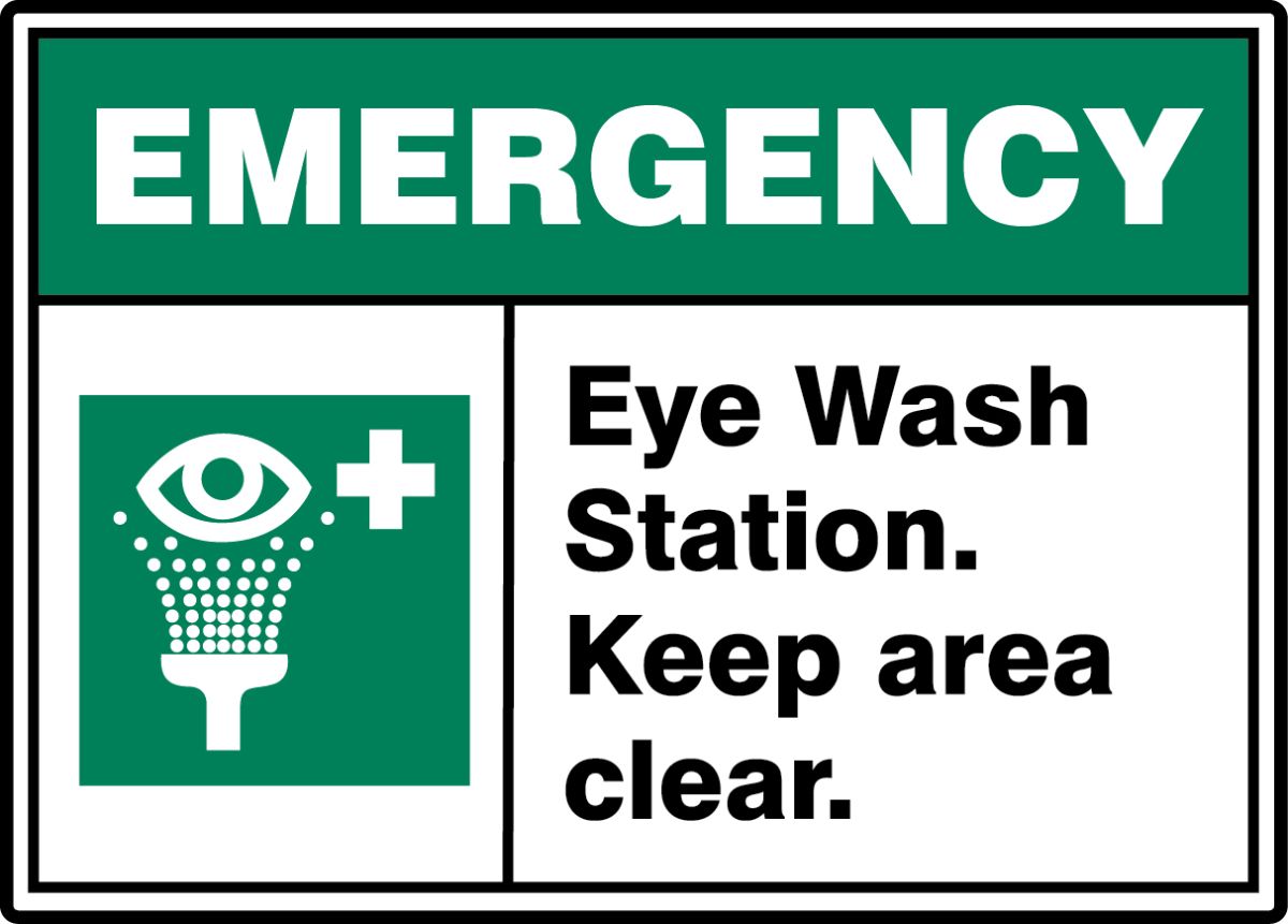 Fixman Emergency Eye Wash Station Sign 300 x 100mm Self-Adhesive Safety Signage 