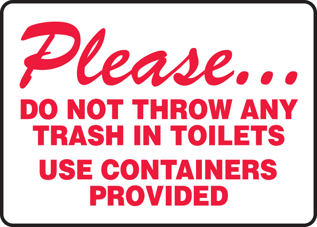 Please Do Not Throw Any Trash In Toilets Safety Sign Mrst903